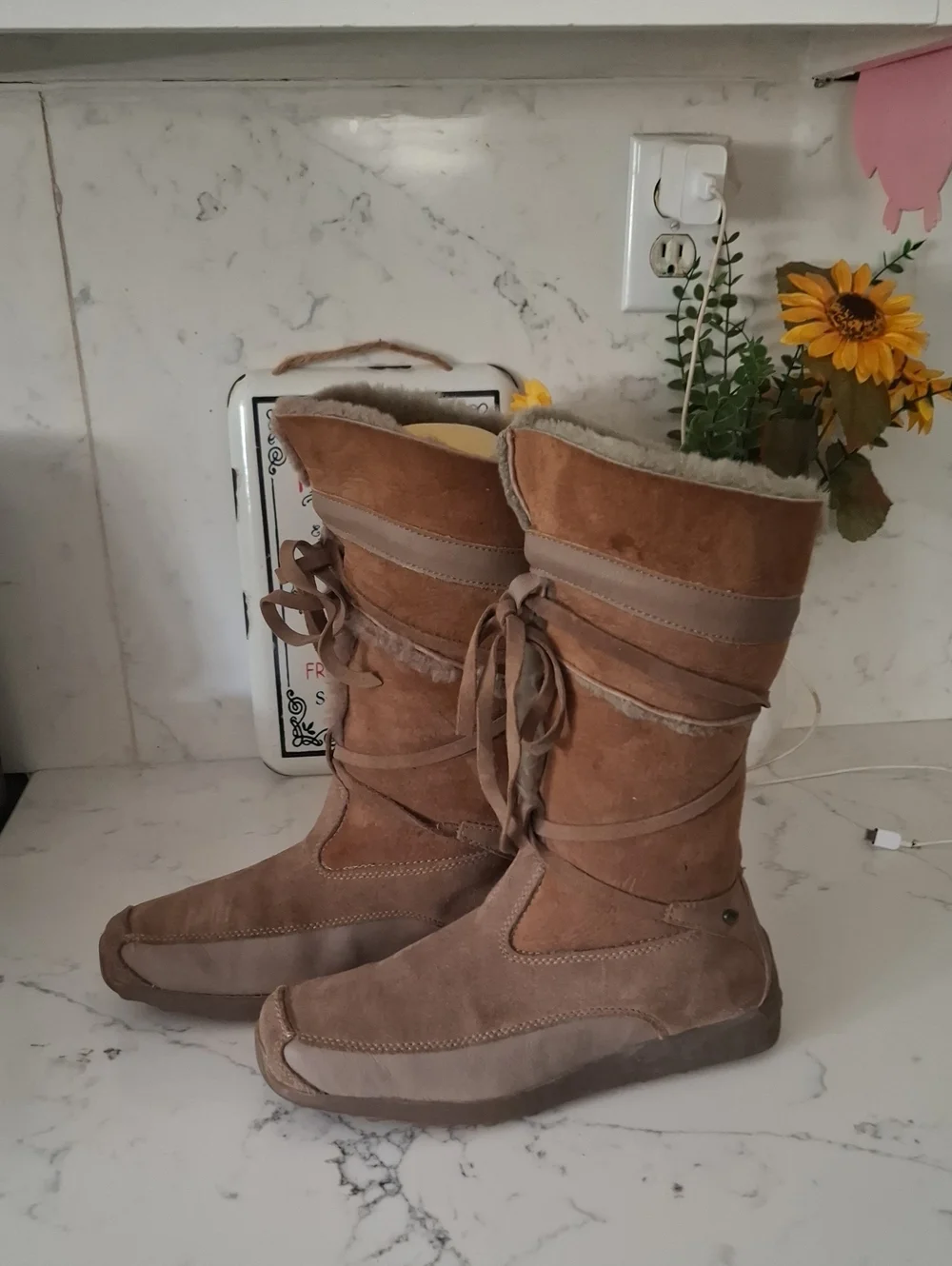 Tecnica Suede Mid-Calf Winter Boots with Shearling Trim